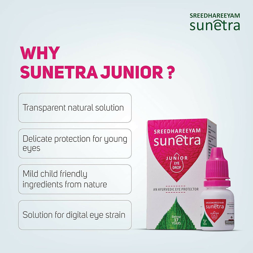 Sreedhareeyam Ayurveda Sunetra Junior Herbal Eye Drop (Below 17 yrs of age) | Grocsy