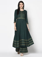 Aniyah Rayon Bottle Green Color Anarkali Palazzo Set (AN-204K) | Grocsy