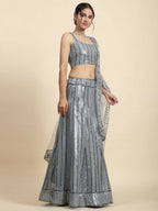 Jyoti Fashion Classy Grey Faux Georgette 3MM & 7MM Sequins Embroidery Lehenga Choli with Dupatta | Grocsy