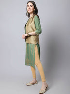Even Apparels Beige Bansari Silk Open Front Women's Gillet | Grocsy