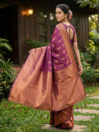 Shree Shyam Fashion Purple Silk Blend Saree | Grocsy