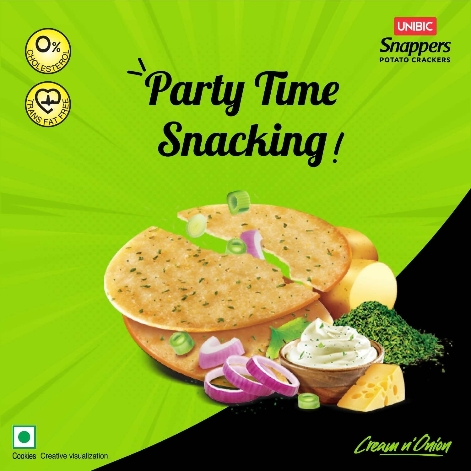 Unibic Foods Snappers Potato Crackers - Cream & Onion | Grocsy