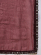 Brown Organza Swaroski Diamond Work Saree with Unstitched Blouse - Radha | Grocsy