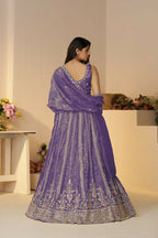 Kesar Fab Dark-Purple Jimmy Choo Hand_Woven Lehenga | Grocsy