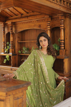 Joban Fashion Green Georgette Sequence Embroidery Work Kurta Set | Grocsy