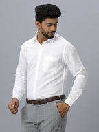 Ramraj Cotton Mens Full Sleeve White Shirt Plus Size - Justice White | Grocsy