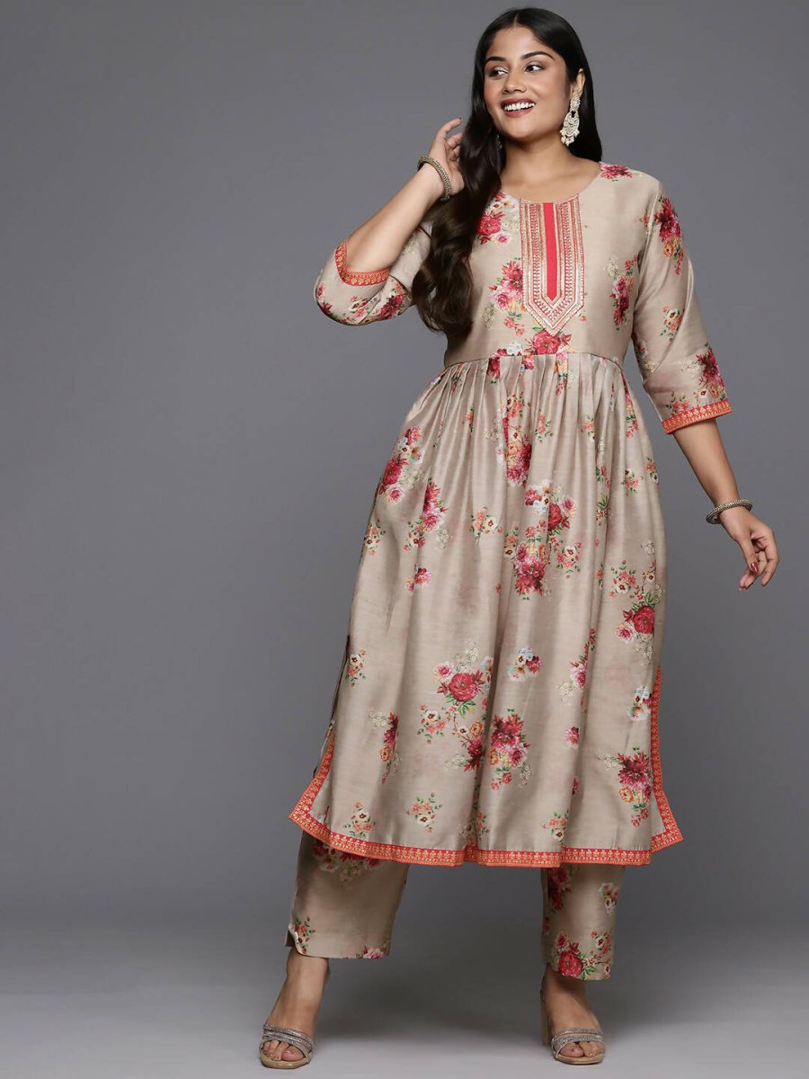 Ahalyaa Women's Traditional wear Kurta Set - Tan | Grocsy