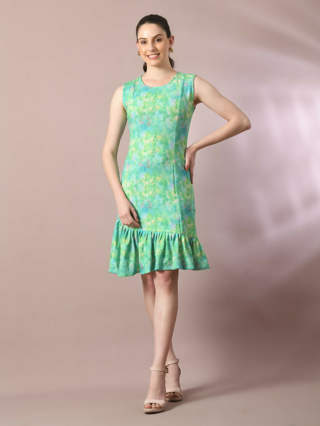 Myshka Women's Multi Printed Round Neck Fit and Flare Party Dress | Grocsy