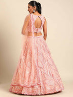 House of Panchhi Coral Pink Net Sequins and Zarkan embroidery Lehenga choli & Dupatta | Grocsy
