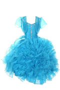 Asmaani Baby Girls Sky Blue Color Tissue Net Knee Length Frock ( AS-DRESS-22153) | Grocsy