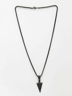 NVR Men's Black Arrow Shaped Rhodium Plated Pendant with Chain | Grocsy
