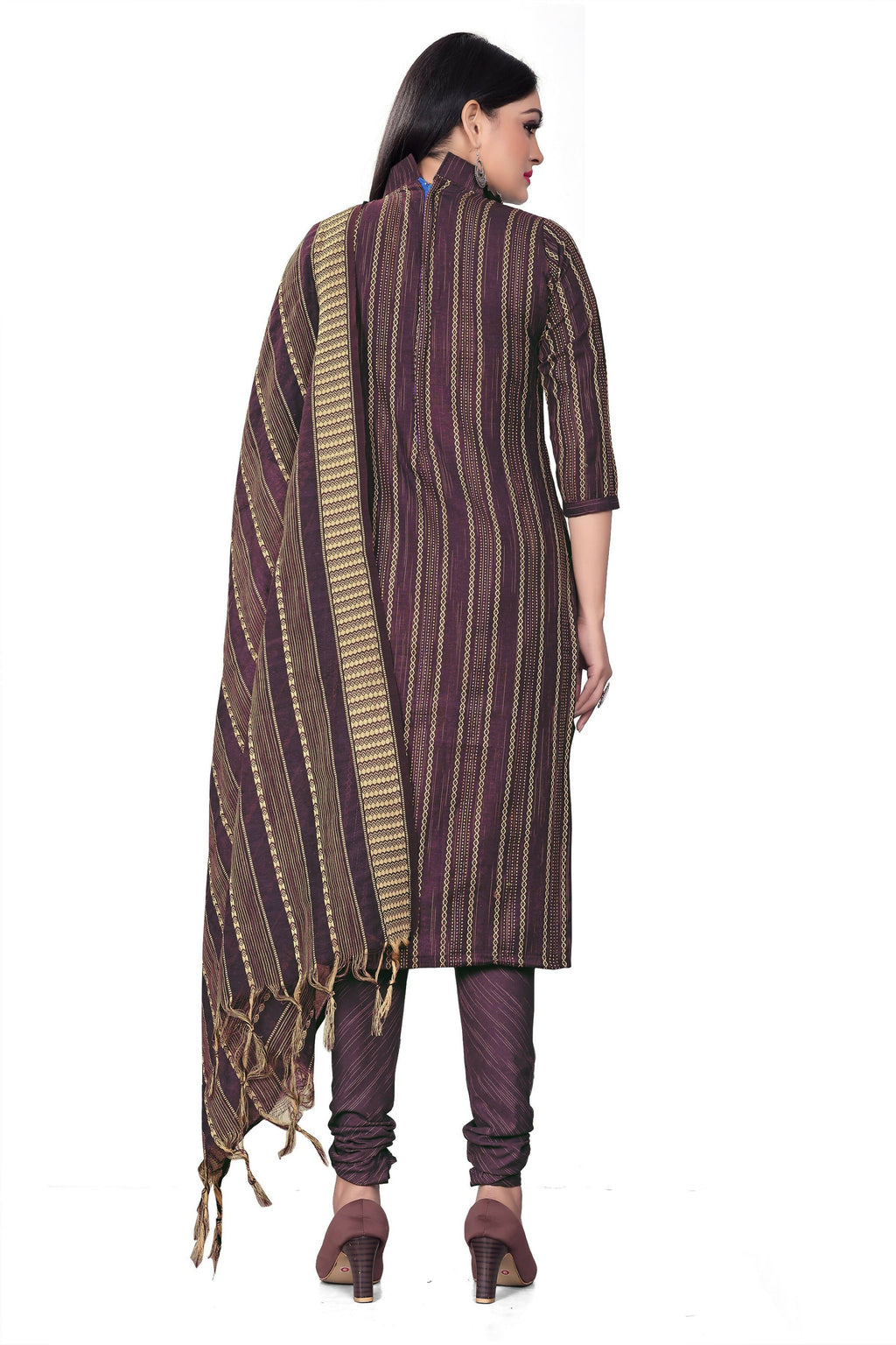 Purple Cotton Jacquard Woven Unstitched Dress Material - Tanvi | Grocsy