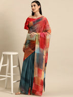 Ahalyaa Women's Traditional Semi Stitch Saree - Grey | Grocsy