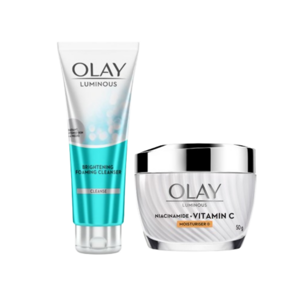 Olay Vitamin C Kit For 2x Glow - Cream With Free Cleanser | Grocsy