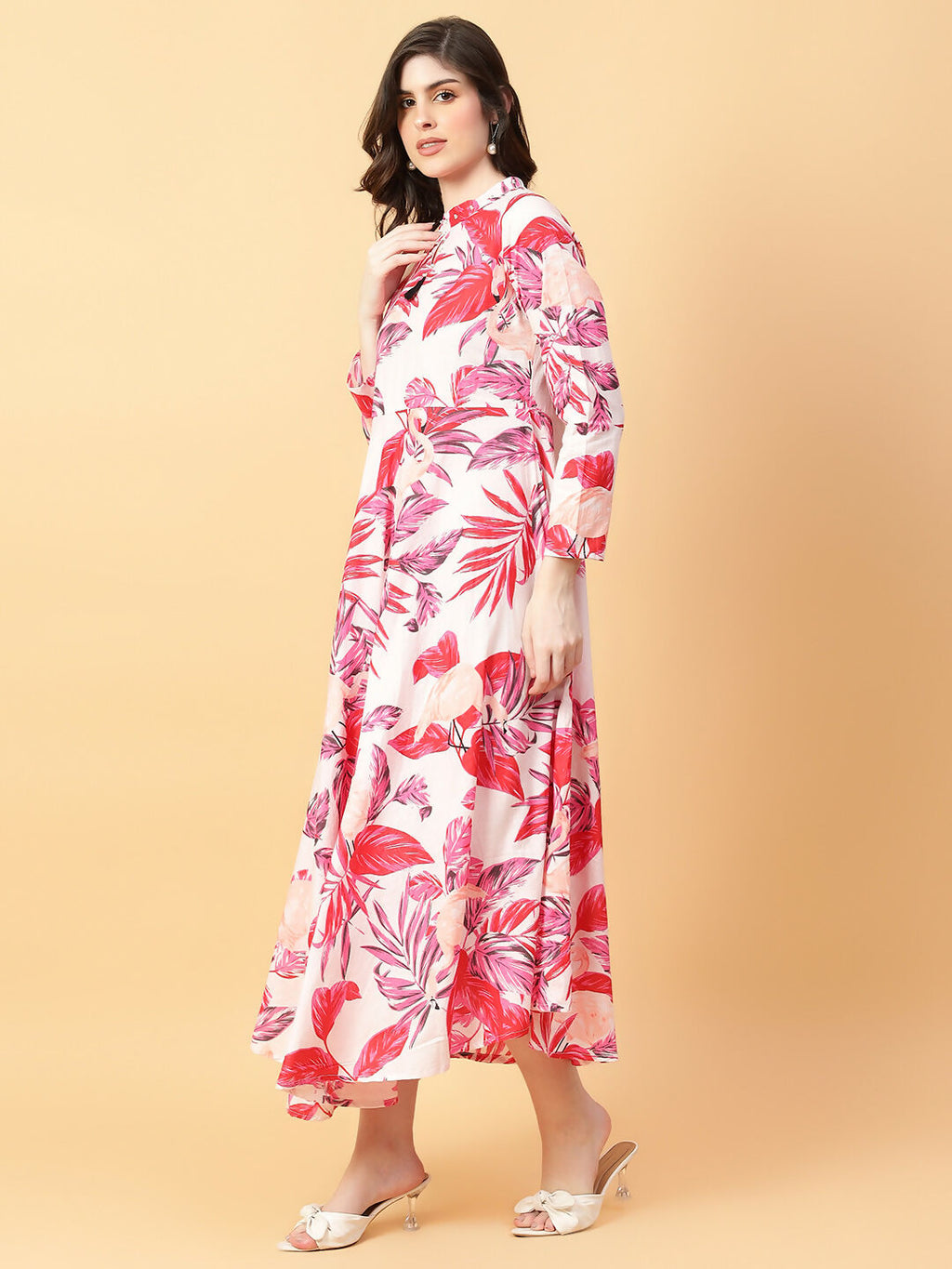 Joban Fashion Red Cotton Printed & Hand Work Dress | Grocsy