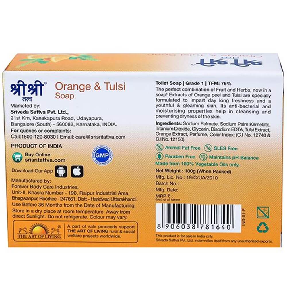 Sri Sri Tattva Orange & Tulsi Soap - 100gm | Grocsy