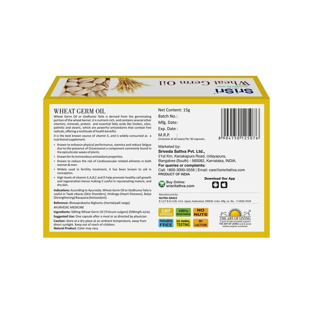Sri Sri Tattva Wheat Germ Veg Oil Capsules | Grocsy