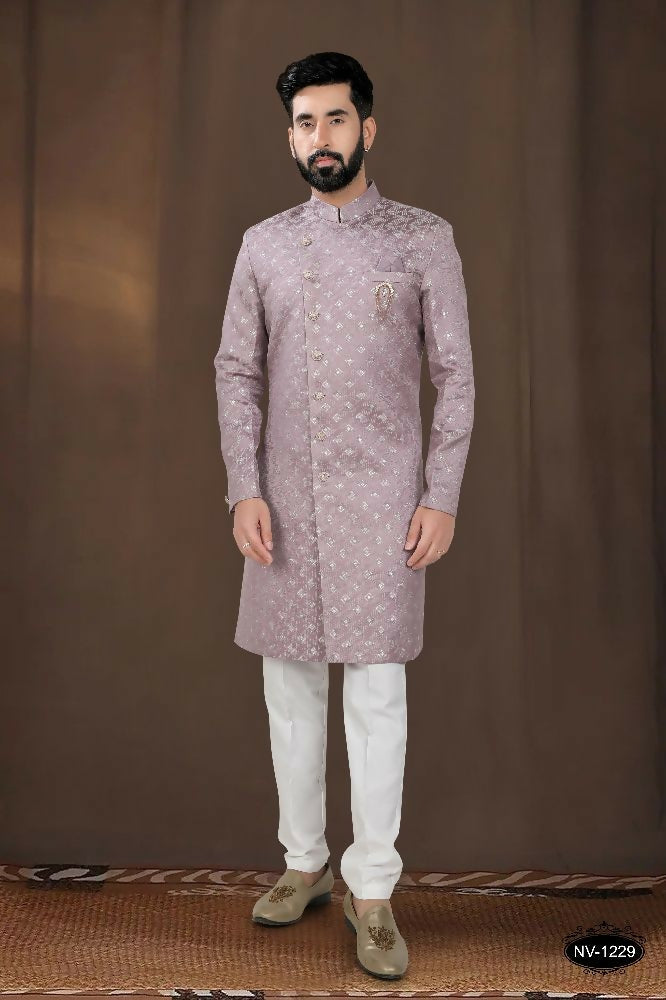 Joban Fashion Men's Pink Woven Jacquard Kurta with Pyjama | Grocsy