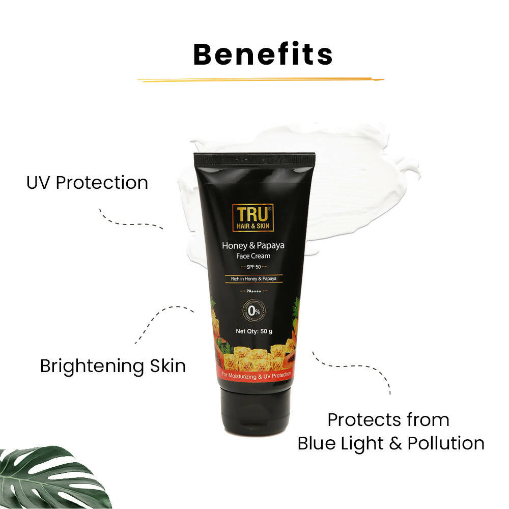 Tru Hair & Skin Honey & Papaya SPF 50 Face Cream | Grocsy