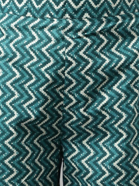 FIORRA Women's Teal Green Cotton A-Line Kurta Set | Grocsy