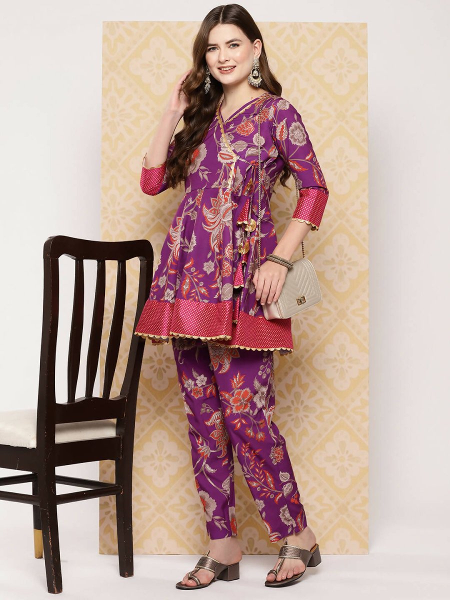 Ahalyaa Women's Traditional Wear Co-ods - Purple | Grocsy