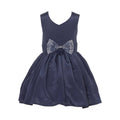 Asmaani Baby Girl's Navy Blue Color Satin Knee Length Frock (AS-DRESS-22015) | Grocsy