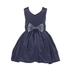 Asmaani Baby Girl's Navy Blue Color Satin Knee Length Frock (AS-DRESS-22015) | Grocsy