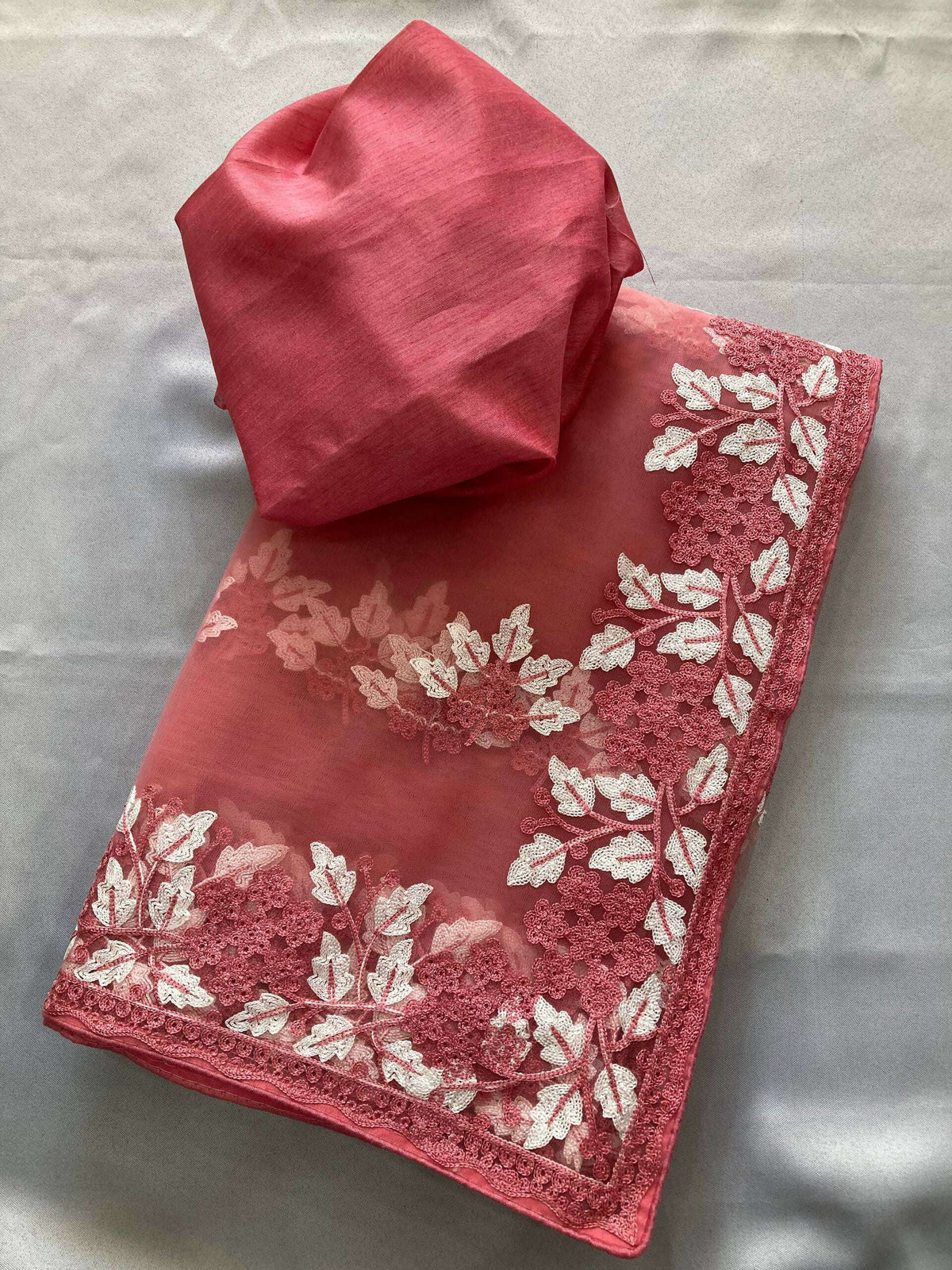 Teeya Creation Womens Latest Stylish Party Wear Soft Net Saree-Peach | Grocsy