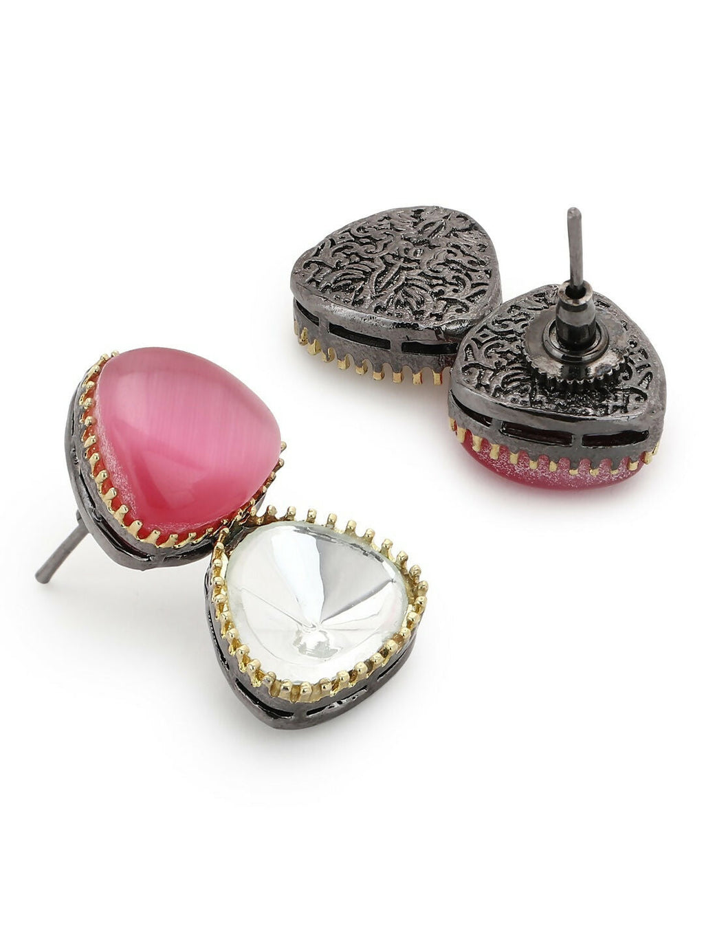 Kundan & Pink Stone Earrings- Ruby Raang | Grocsy