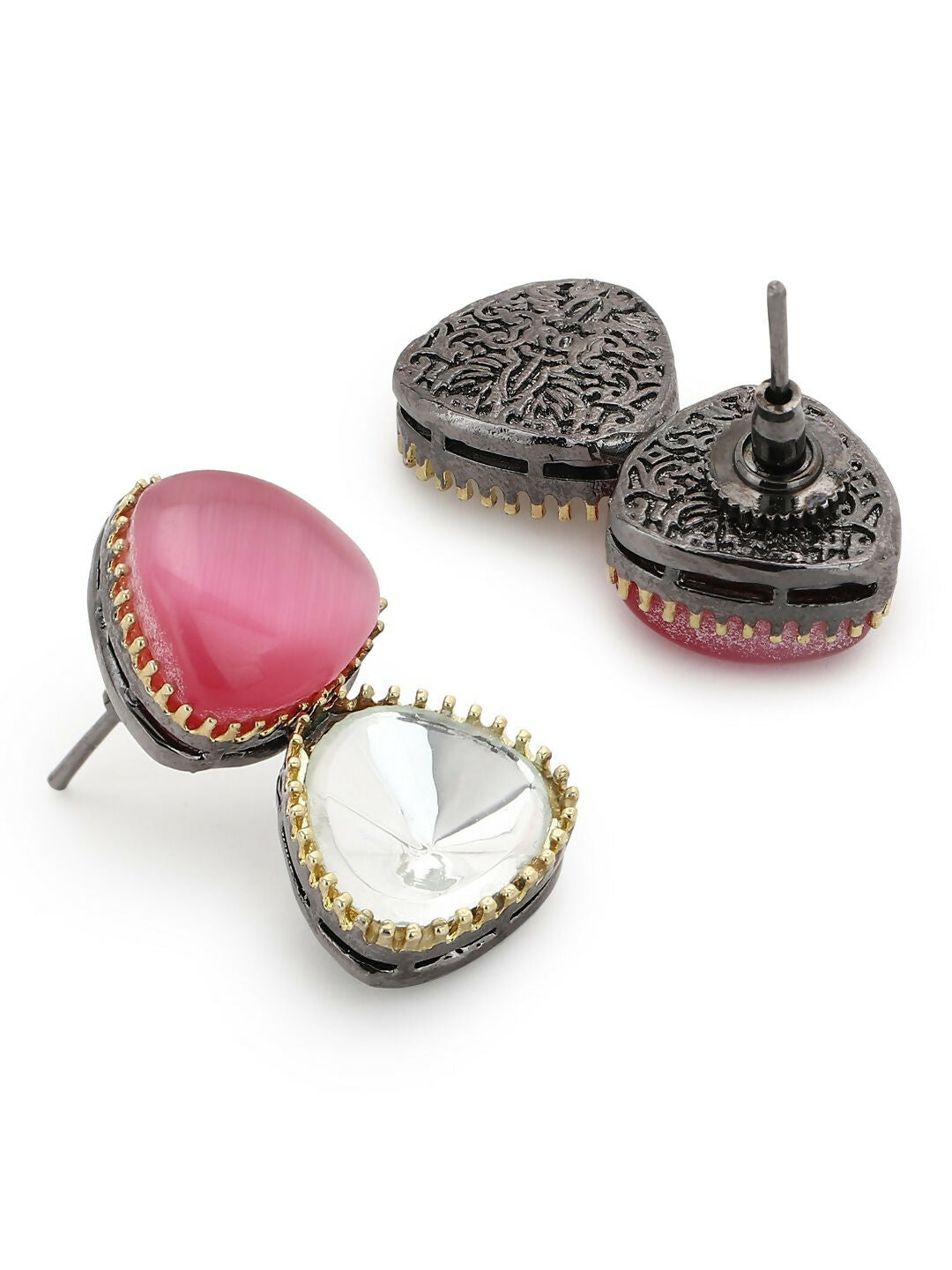 Kundan & Pink Stone Earrings- Ruby Raang | Grocsy
