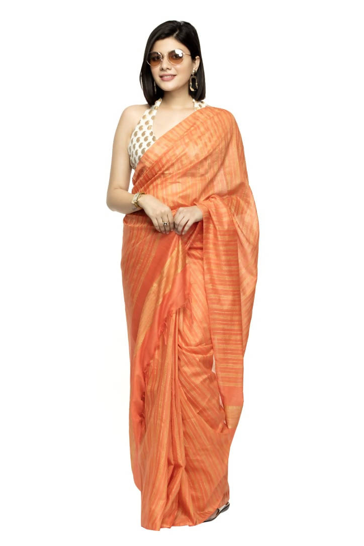 Mominos Fashion Orange Color Bhagalpuri Saree | Grocsy