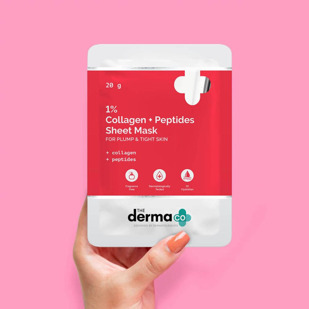 The Derma Co 1% Collagen + Peptides Sheet Mask | Grocsy