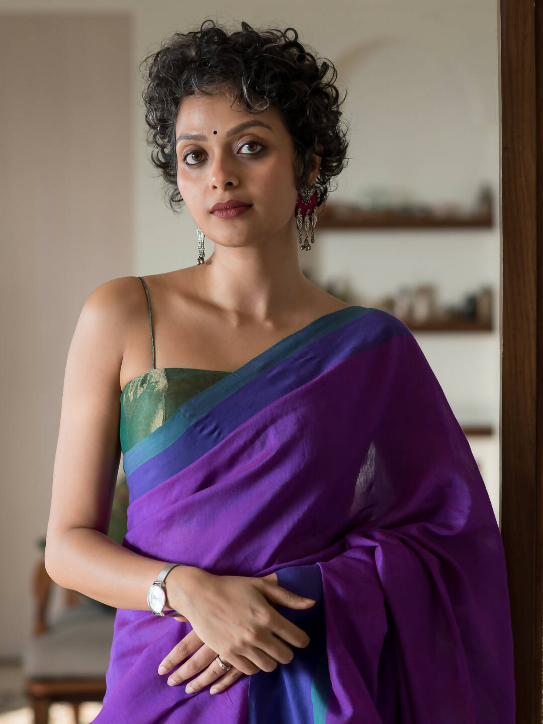 Suta Multi Color Woven Design Cotton Blend Saree | Grocsy