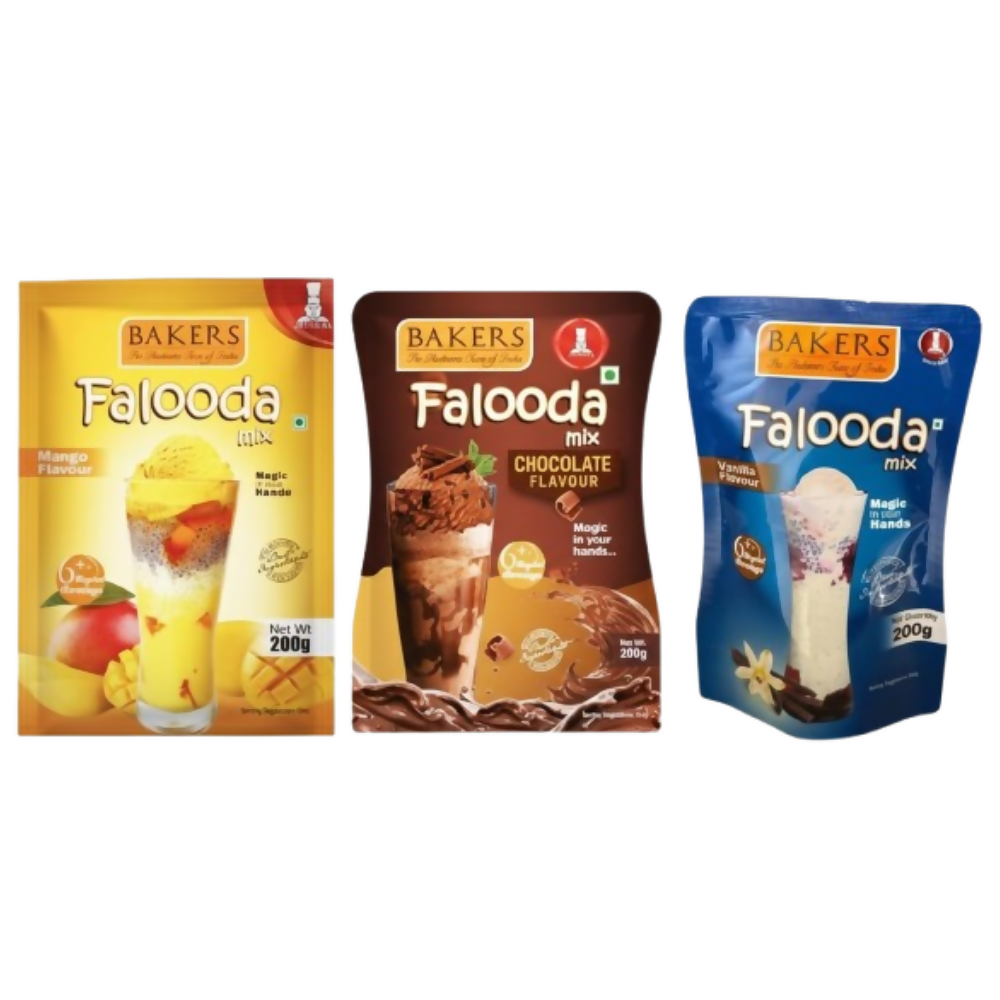 BAKERS Falooda Mix Powder - Chocolate,Vanilla and Mango | Grocsy