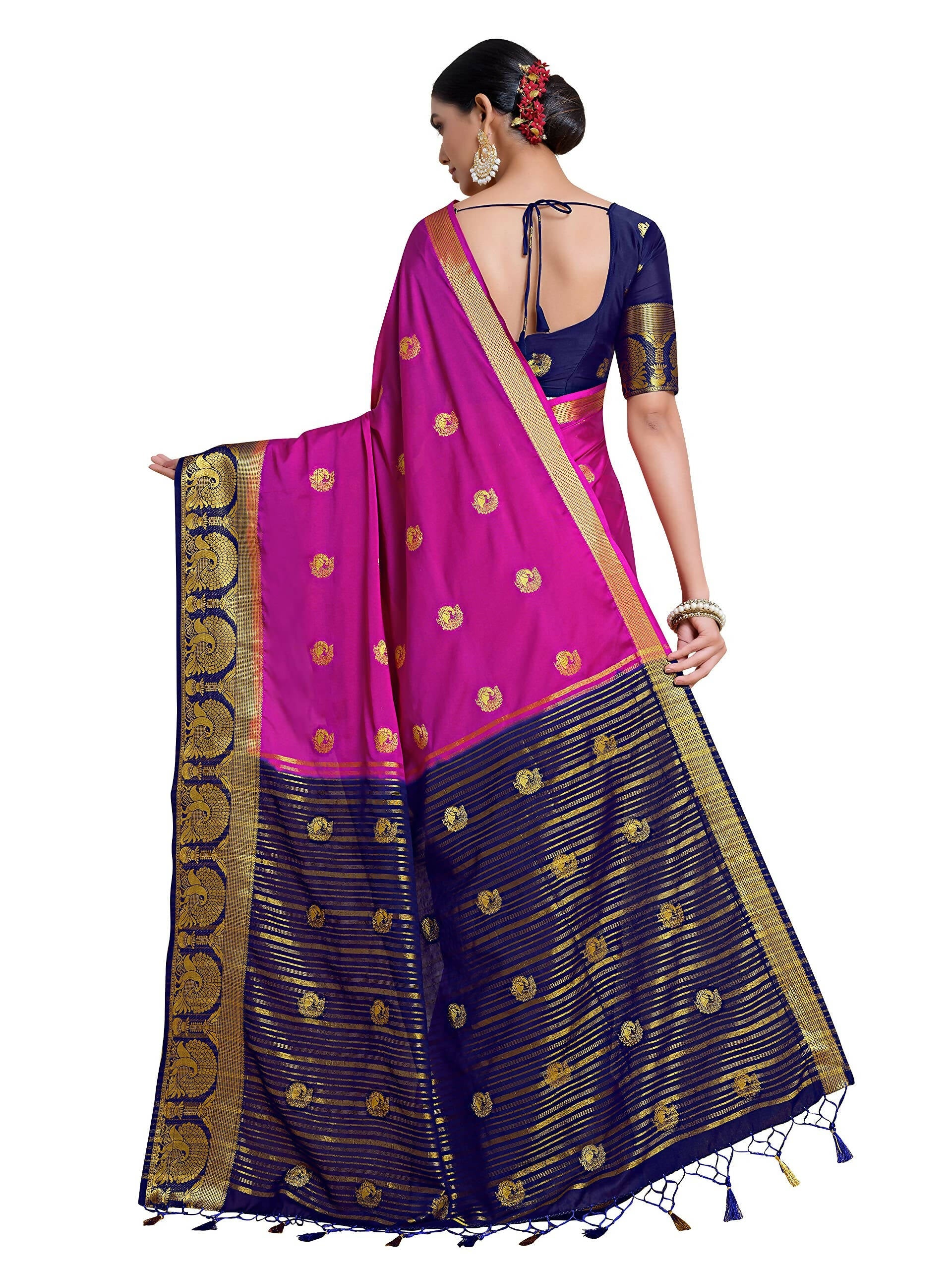 Mimosa Women's Pink Mysore Silk Crepe Saree | Grocsy