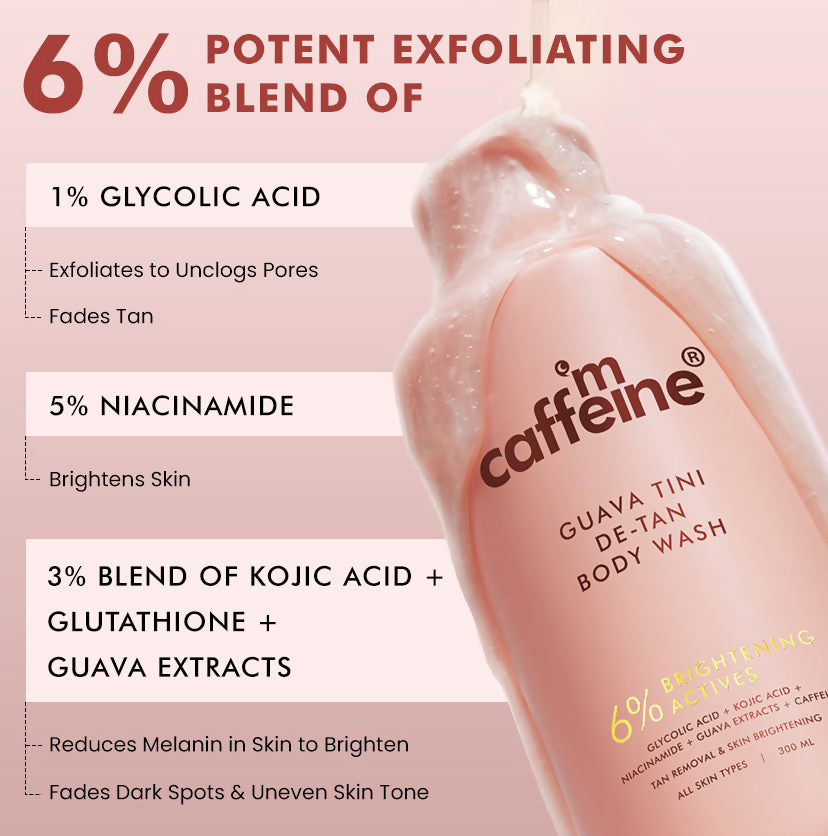 mCaffeine Brighten, De-Tan & Acne-Free Body Wash | Grocsy