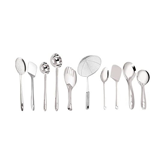 Stainless Steel Cooking and Serving Spoon - Set of 10 | Grocsy