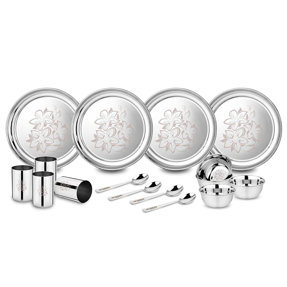 Stainless Steel Glory Dinner Set, 16-Pieces | Grocsy