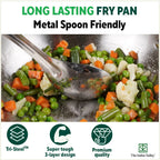 The Indus Valley TurboCuk Tri-ply Stainless Steel Fry Pan, Premium Quality, 3 Layer Thick Body, 100% Toxin-free, Non-stick, Induction & Gas,Spatula, 22/24/26 cm, 1.5/1.7/1.9L | Grocsy
