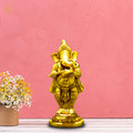 Ganesha Playing Gong Bell Brass Idol - Embrace Prosperity and Joy in Your Home | Grocsy