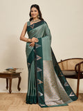 Vedant Vastram Soft Litchi Silk Banarasi Silk Jacquard Saree - Green | Grocsy