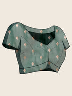 Vedant Vastram Soft Litchi Silk Banarasi Silk Jacquard Saree - Green | Grocsy