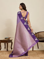 Vedant Vastram Soft Litchi Silk Banarasi Silk Jacquard Saree - Lavender | Grocsy