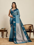 Vedant Vastram Soft Litchi Silk Banarasi Silk Jacquard Saree - Rama | Grocsy