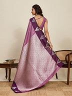 Vedant Vastram Soft Litchi Silk Banarasi Silk Jacquard Saree - Wine | Grocsy