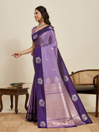 Vedant Vastram Soft Litchi Silk Banarasi Silk Jacquard Saree - Lavender | Grocsy