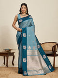 Vedant Vastram Soft Litchi Silk Banarasi Silk Jacquard Saree - Rama | Grocsy