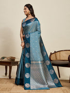 Vedant Vastram Soft Litchi Silk Banarasi Silk Jacquard Saree - Rama | Grocsy