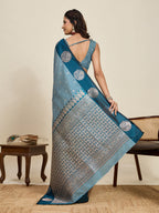 Vedant Vastram Soft Litchi Silk Banarasi Silk Jacquard Saree - Rama | Grocsy