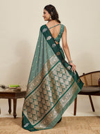 Vedant Vastram Soft Litchi Silk Banarasi Silk Jacquard Saree - Green | Grocsy